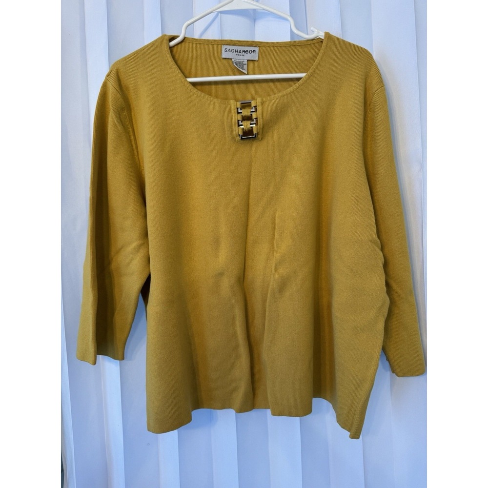 Sag Harbor Woman 2X Mustard Pullover Sweater